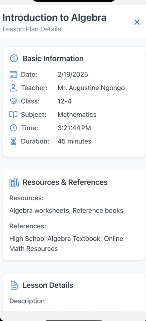 View Lesson Plan Screenshot